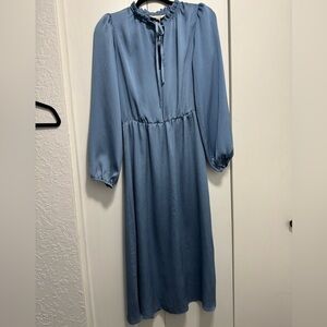 Miss Selfridge Blue Front tie Silk dress